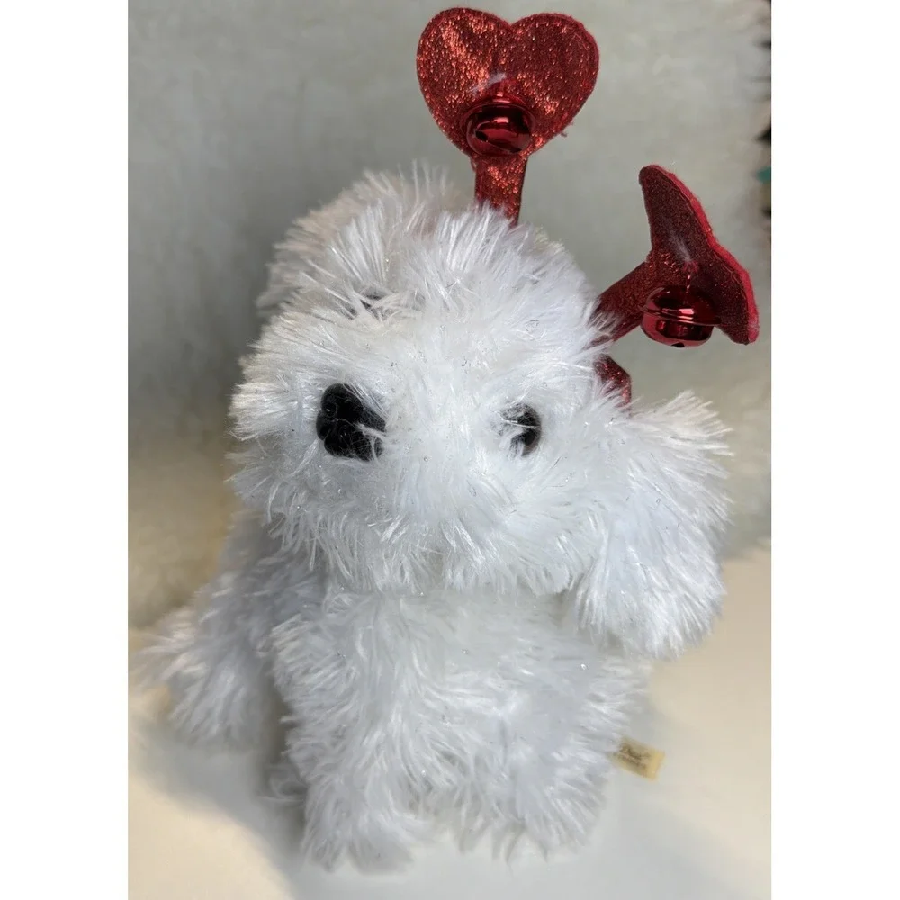 Dan Dee Puppy Dog White Red Hearts Animated & Sings You're The One That‎ I Want